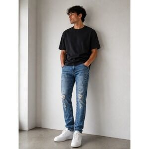 NWT PacSun Mens Skinniest Fit Jeans 30x32 Medium Indigo Stretch Denim Distressed